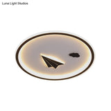 Metal Paper Plane And Cloud Flushmount Led Black Ceiling Light In Warm/White