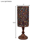 Metal Red/Purple Art Deco Table Lamp With Versatile Rectangle/Cylinder Design Perfect For Dining