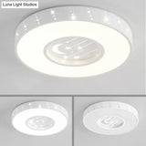 Metal Round Flush Light: Starry Ceiling Mount For Girls’ Bedroom In White