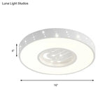 Metal Round Flush Light: Starry Ceiling Mount For Girls’ Bedroom In White