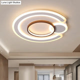 Metal Round Flush Mount Nordic White Ceiling Lamp - 16.5’/20.5’/24.5’ Wide In Warm/White