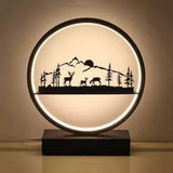 Metal Round Table Light: Natural View Creative Reading Light For Adult Bedroom & Cafe Black