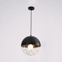 Metal Sphere Pendant Light Fixture - Contemporary Hollow Design With 1 Bulb Suspended In