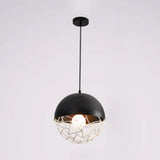 Metal Sphere Pendant Light Fixture - Contemporary Hollow Design With 1 Bulb Suspended In