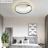 Metal Sunset & Sea Led Ceiling Light With Halo Ring For Bedroom Flush Mounting