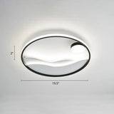 Metal Sunset & Sea Led Ceiling Light With Halo Ring For Bedroom Flush Mounting Black - White /