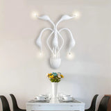 Metal Swan Wall Mount Light Nordic Led Sconce For Living Room (3/5 Lights) - Black/Red/White 5 /