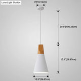 Metal Tapered Hanging Light - Nordic Style 1-Light Restaurant Pendant Lamp With Wooden Top