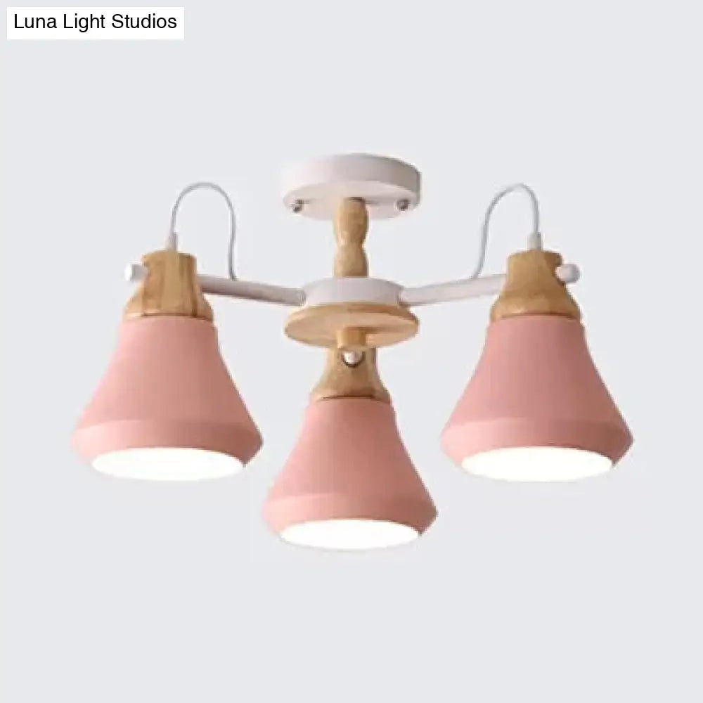 Metal Urn Shaped Suspension Light - Pink Kindergarten Macaron Style Chandelier