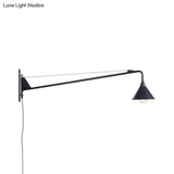 Metal Wall Mount Sconce Light With Flared/Scalloped/Cone Shade - Industrial Style 1-Light For Living