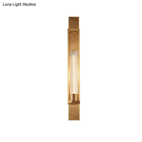 Metal Wall Sconce Lighting - Luxury 1-Bulb Gold Living Room Light With Clear Glass Shade