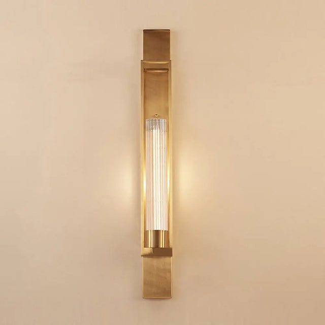 Metal Wall Sconce Lighting - Luxury 1-Bulb Gold Living Room Light With Clear Glass Shade