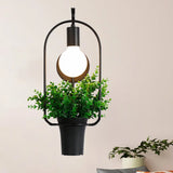 Metal Wall Sconce With Lodge Style Pot Decoration | 1-Light Black Exposed Bulb Restaurant Lighting