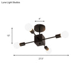 Metallic Black Linear Ceiling Lamp For Study Room And Bedroom