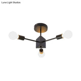 Metallic Black Linear Ceiling Lamp For Study Room And Bedroom