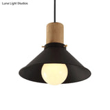 Metallic Black Pendant Lamp With Cone/Saucer Shade And Contemporary Design For Living Room