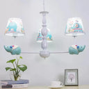 Metallic Blue Elephant Pendant Lamp With Coolie Shade Chandelier For Nursing Room 3 /