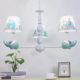 Metallic Blue Elephant Pendant Lamp With Coolie Shade Chandelier For Nursing Room 3 /