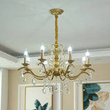 Metallic Candelabra Chandelier With Crystal Decoration - Traditional Hanging Pendant Light 8 / Gold