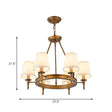 Metallic Candlestick Chandelier Pendant Light With Bucket Fabric Shade - Classic Lighting For Living