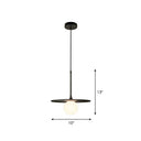 Metallic Ceiling Light with White Glass Shade - Simple Single-Bulb Pendant Lamp Black