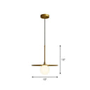 Metallic Ceiling Light with White Glass Shade - Simple Single-Bulb Pendant Lamp Gold