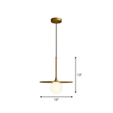 Metallic Ceiling Light with White Glass Shade - Simple Single-Bulb Pendant Lamp Gold