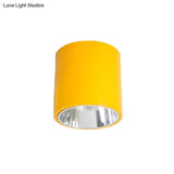Metallic Cylinder Ceiling Mount Shop Light With Commercial Grade Cloth Shade