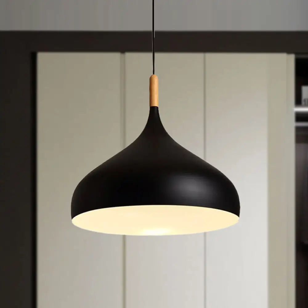 Dome Metallic Pendant Ceiling Lamp - Elegant 1 Head Hanging Light For Dining Room 12.5 Or 16.5 Width