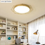 Metallic Flush Mount Ceiling Light – Round Nordic Gold/Black Wire Frame Ideal For Bedroom