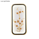 Metallic Gold Led Wall Mounted Light Fixture - Oriental Style Plum Blossom Mural Design