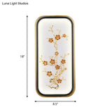 Metallic Gold Led Wall Mounted Light Fixture - Oriental Style Plum Blossom Mural Design