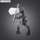 Metallic Grey Industrial Robot Task Light Night Table Lamp With Water Pipe Design