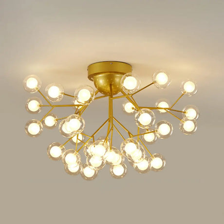Metallic Led Bedroom Chandelier - Minimalist Flush Mount Light Fixture 36 / Gold C