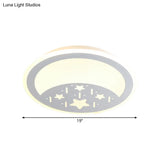 Metallic Led Bedroom Flush Mount Lamp With Moon Star And Heart Designs For Kids’ Rooms