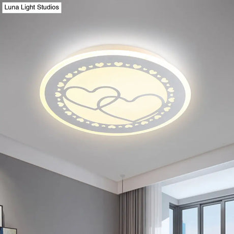 Metallic Led Bedroom Flush Mount Lamp With Moon Star And Heart Designs For Kids’ Rooms
