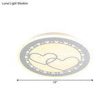 Metallic Led Bedroom Flush Mount Lamp With Moon Star And Heart Designs For Kids’ Rooms