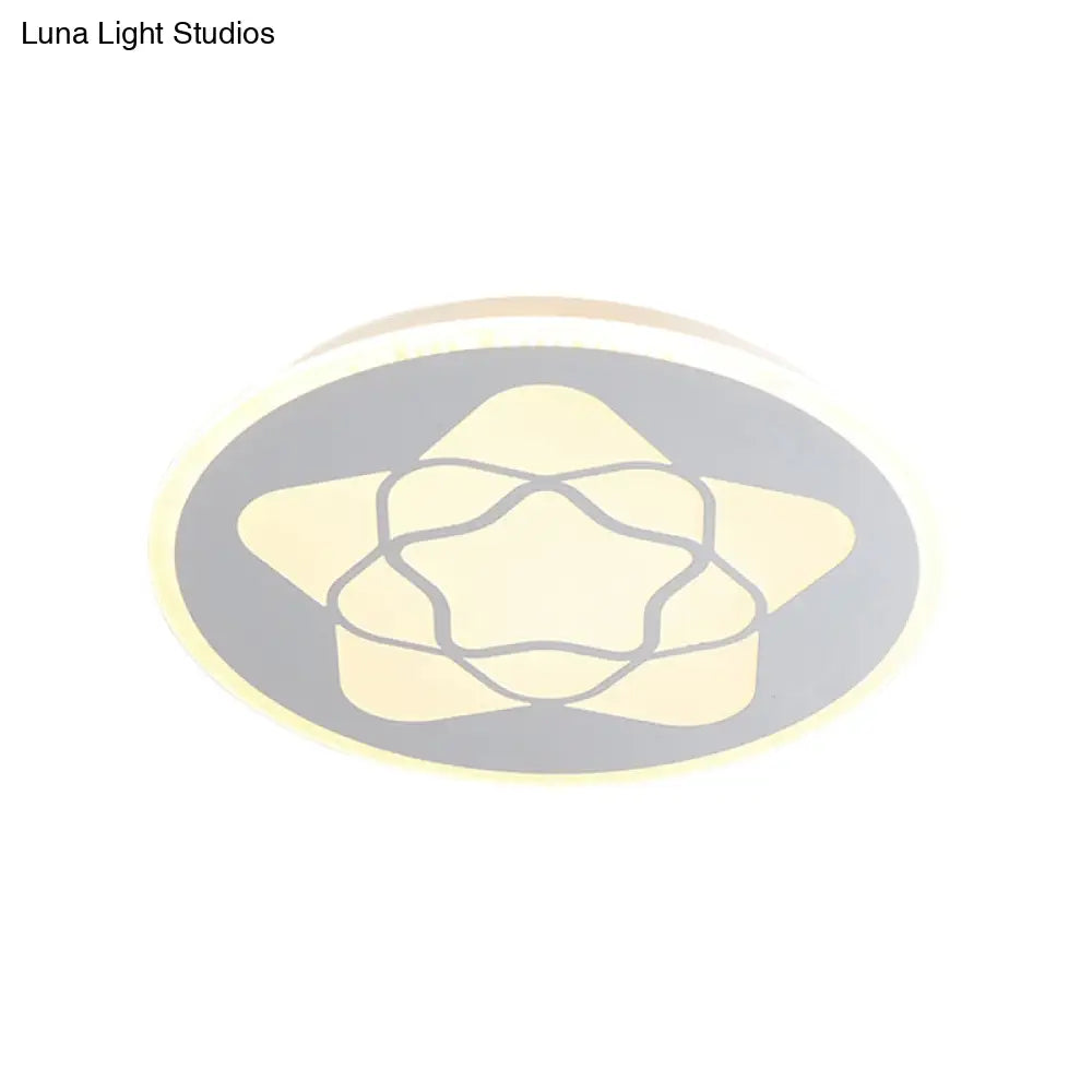 Metallic Led Bedroom Flush Mount Lamp With Moon Star And Heart Designs For Kids’ Rooms