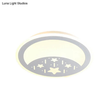 Metallic Led Bedroom Flush Mount Lamp With Moon Star And Heart Designs For Kids’ Rooms