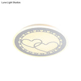 Metallic Led Bedroom Flush Mount Lamp With Moon Star And Heart Designs For Kids’ Rooms