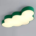Metallic Led Flush Mount For Kids Rooms With Acrylic Shade Green / Natural