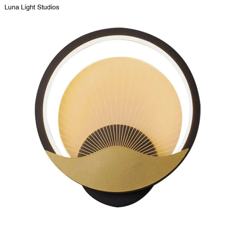 Metallic Led Wall Sconce With Acrylic Shade In Black-Gold/White-Gold Or White For Modern Bedside