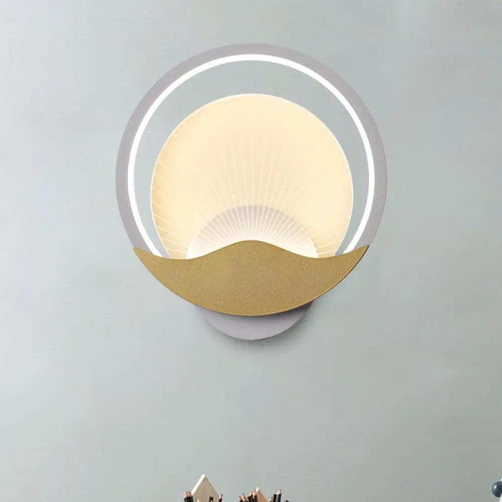 Metallic Led Wall Sconce With Acrylic Shade In Black-Gold/White-Gold Or White For Modern Bedside