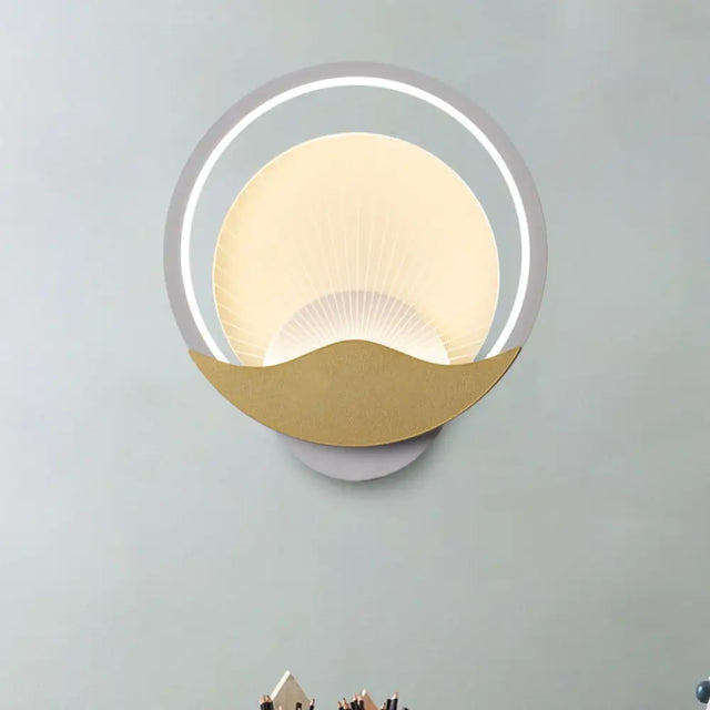 Metallic Led Wall Sconce With Acrylic Shade In Black-Gold/White-Gold Or White For Modern Bedside