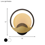 Metallic Led Wall Sconce With Acrylic Shade In Black-Gold/White-Gold Or White For Modern Bedside