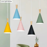 Metallic Macaron Cone Pendant - 1-Light Restaurant Lighting Fixture