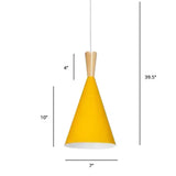 Metallic Macaron Cone Pendant - 1-Light Restaurant Lighting Fixture Yellow