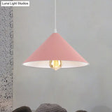 Metallic Macaron Style Pendant Light Fixture For Coffee Shops With Conic Shade Single Bulb In