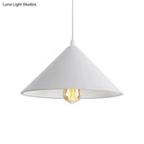 Metallic Macaron Style Pendant Light Fixture For Coffee Shops With Conic Shade Single Bulb In