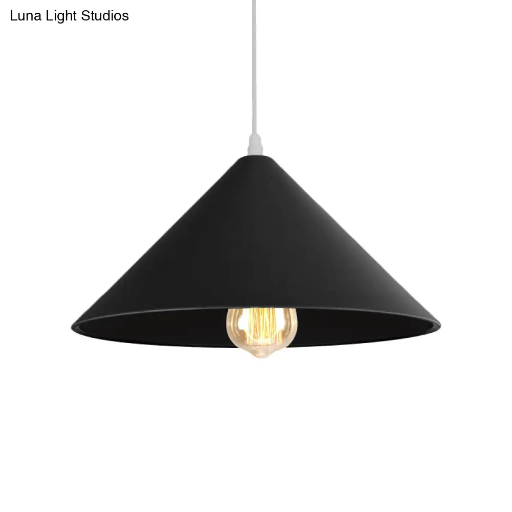 Metallic Macaron Style Pendant Light Fixture For Coffee Shops With Conic Shade Single Bulb In